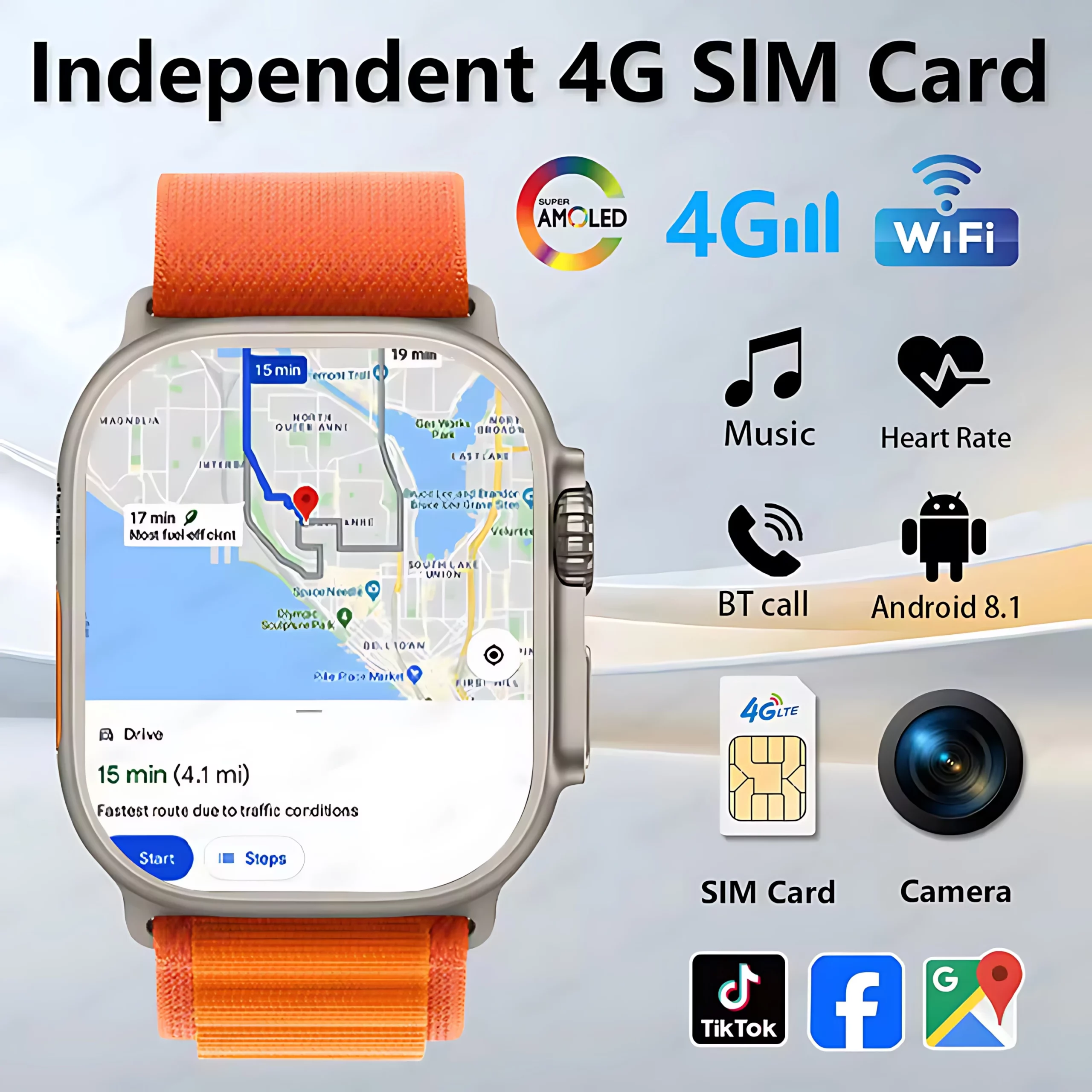 New 4G SIM Smart Watch SIM Card GPS Video Call SOS IP67 Waterproof Smartwatch WIFI Camera Monitor Tracker Location Phone Watch