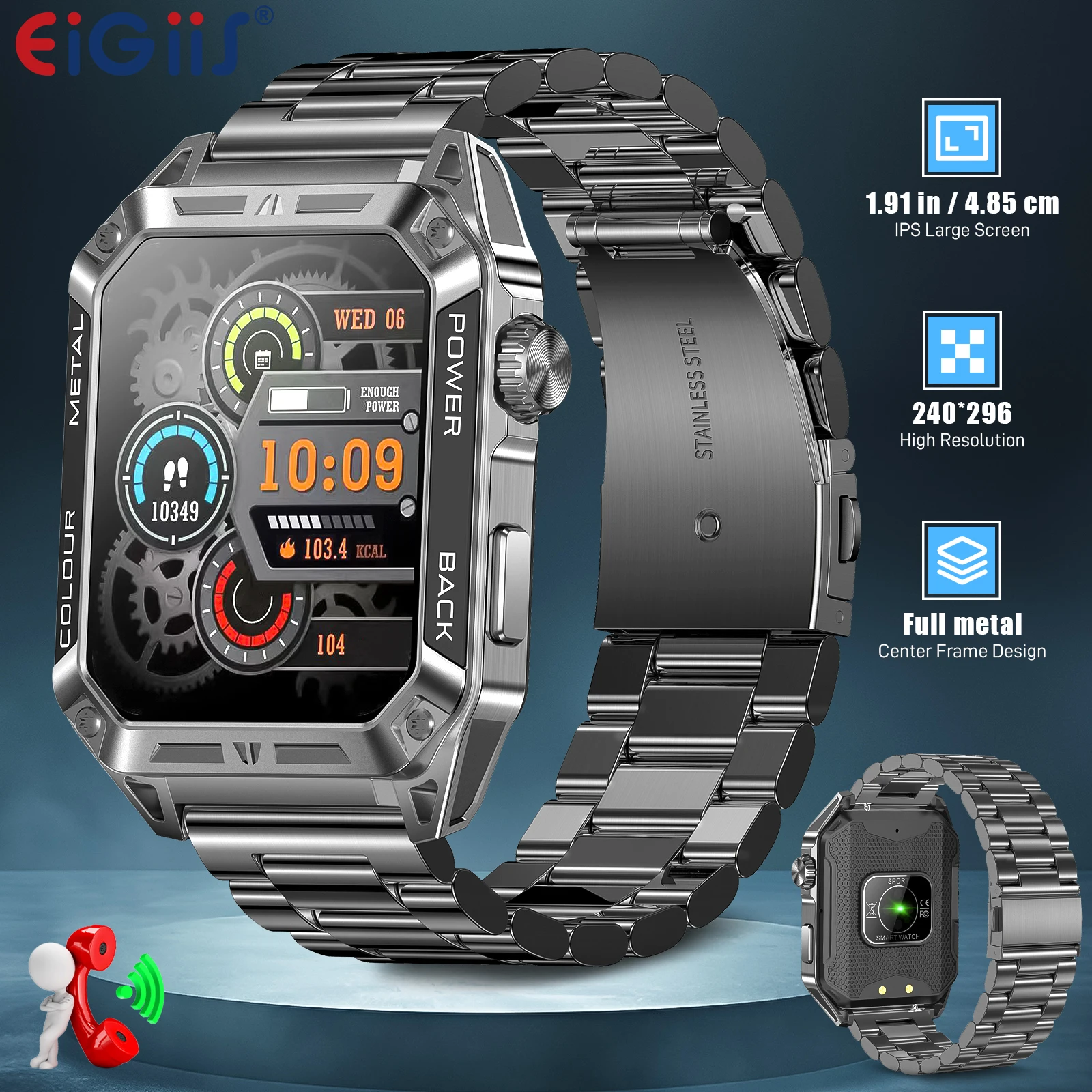 EIGIIS 2025 Smart Watches for Men Make Answer Call 1.91