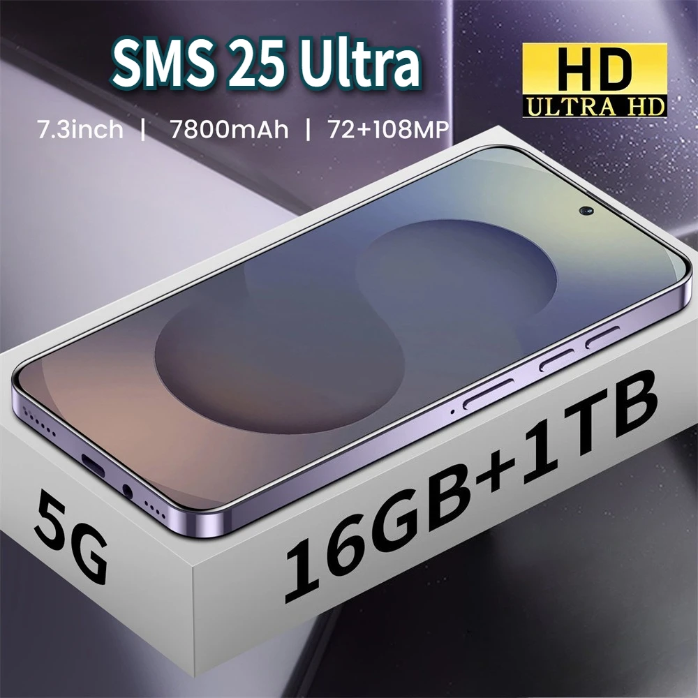 High-end Original SMS 25 Ultra Smartphone 16GB+1TB Mobile Phones Face Unlocked 7800mah Android Cellphones 5G Dual Sim Cell Phone