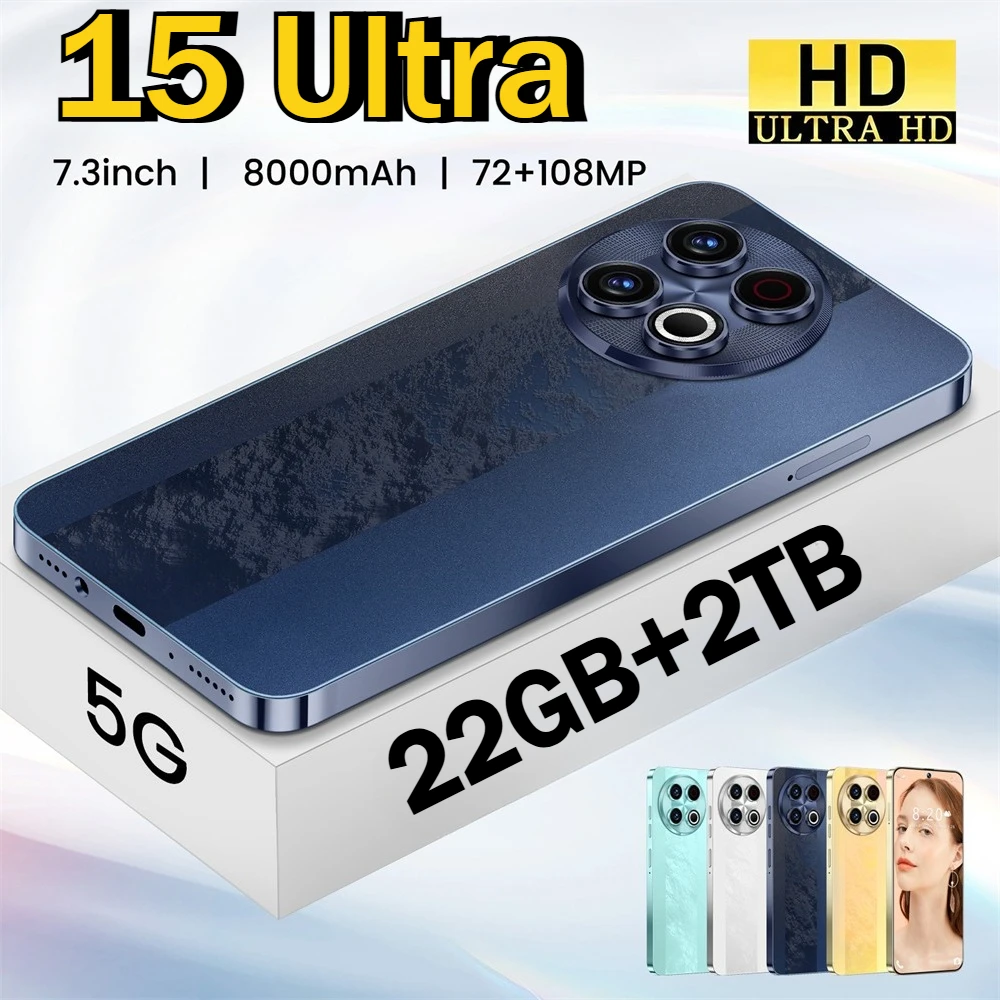 New 15 Ultra Original Cellphones 7.3HD 5G Dual Sim Mobile Phones 7800mAh Smartphone Android 14 Global Version Cell Phone