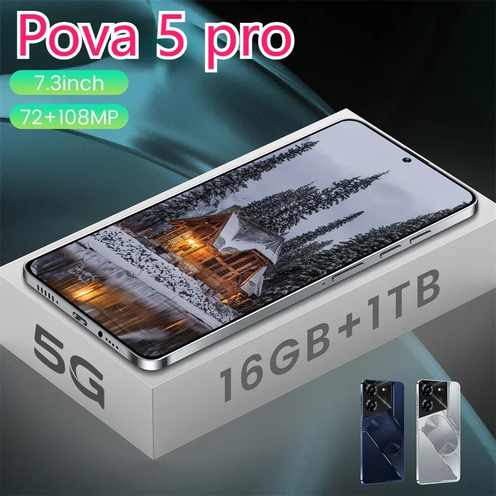 Pova 5 Pro Original Cellphones 4G 5G Smartphone 7.3HD Dual Sim Smart Mobile Phones 6800mAh Android 13 Global Version Cell Phone