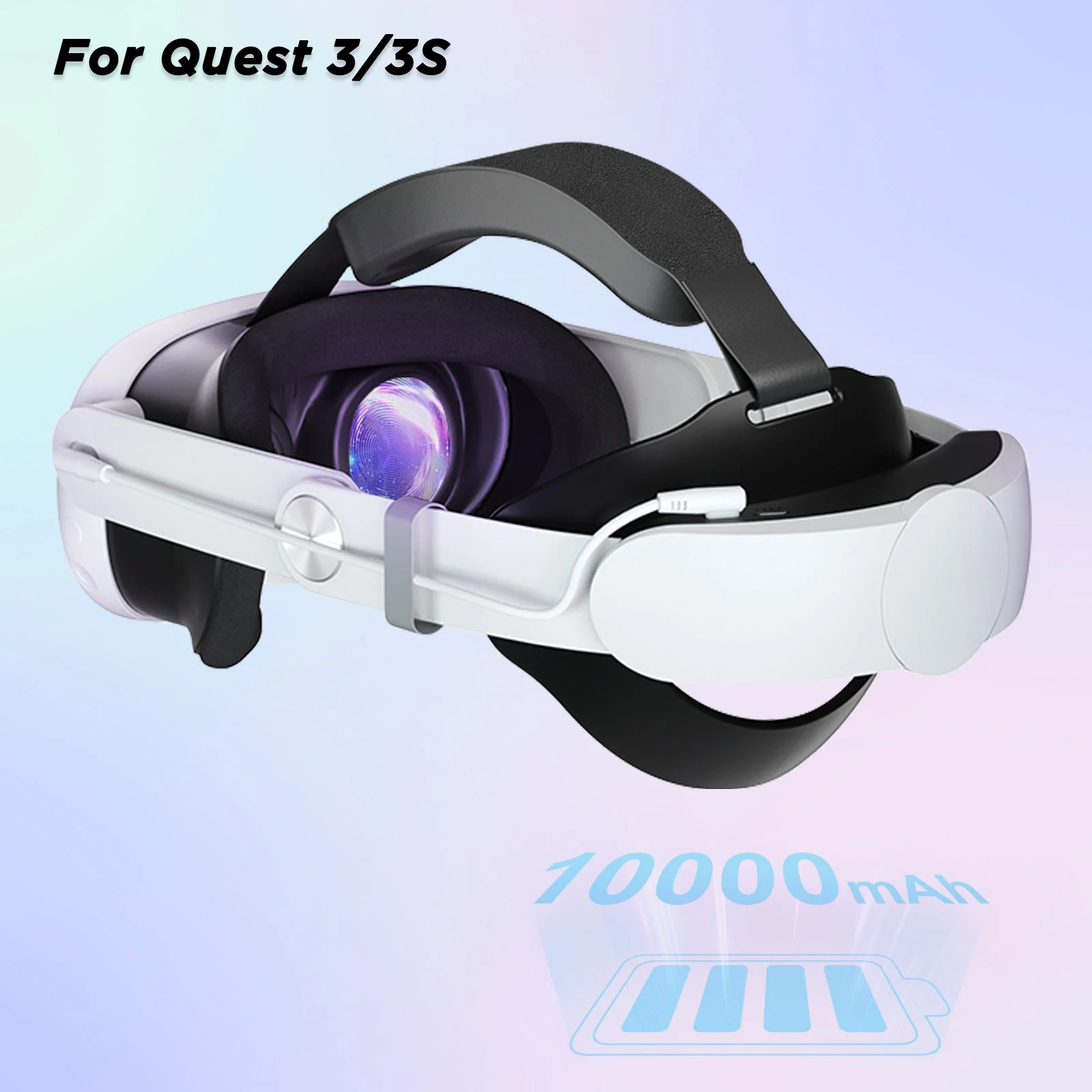 Head Strap 10000mAh Battery For Meta Quest 3/Quest 3S VR Headset Elite Strap Replacement Improve Comfort PD18W Fast Charging