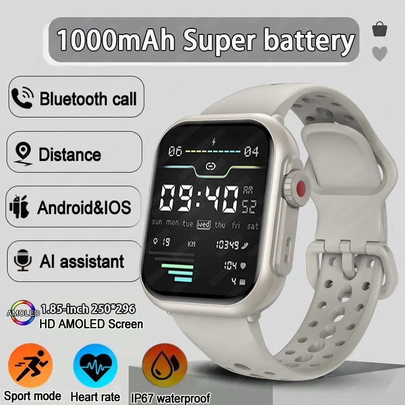 New Smartwatch 1000mAh Long Battery Life For Men Women Fitness Sports Bluetooth Call Waterproof 1.85 inch Full Touch Smart Watch
