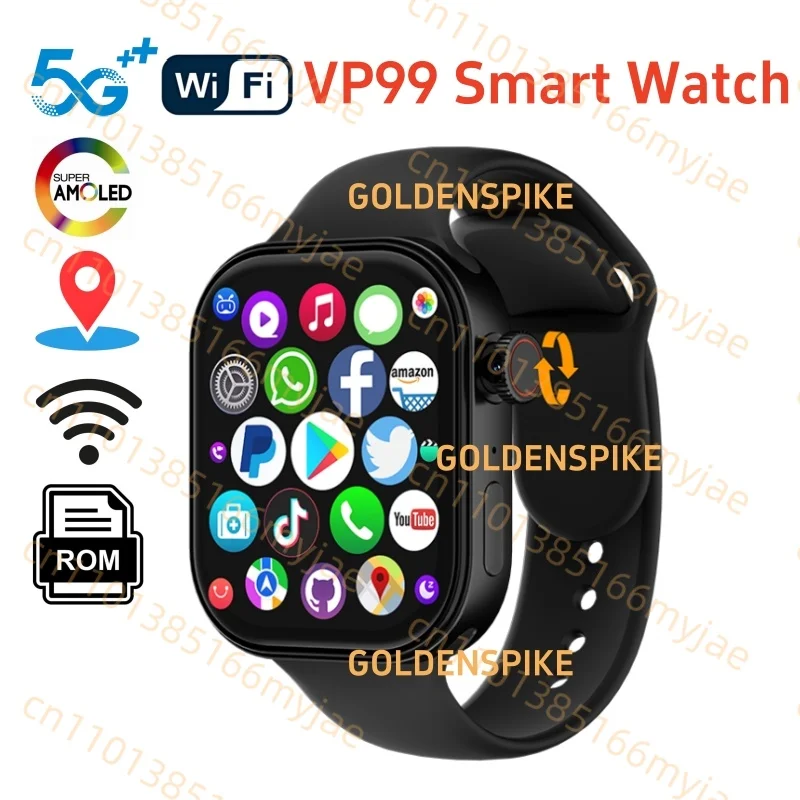 GOLDENSPIKE VP99 5G Smartwatch 2.29inch Amoled S10 MAX Smart Watch Wrist Phone Heart Rate Rotary Camera GPS Position Game Watch