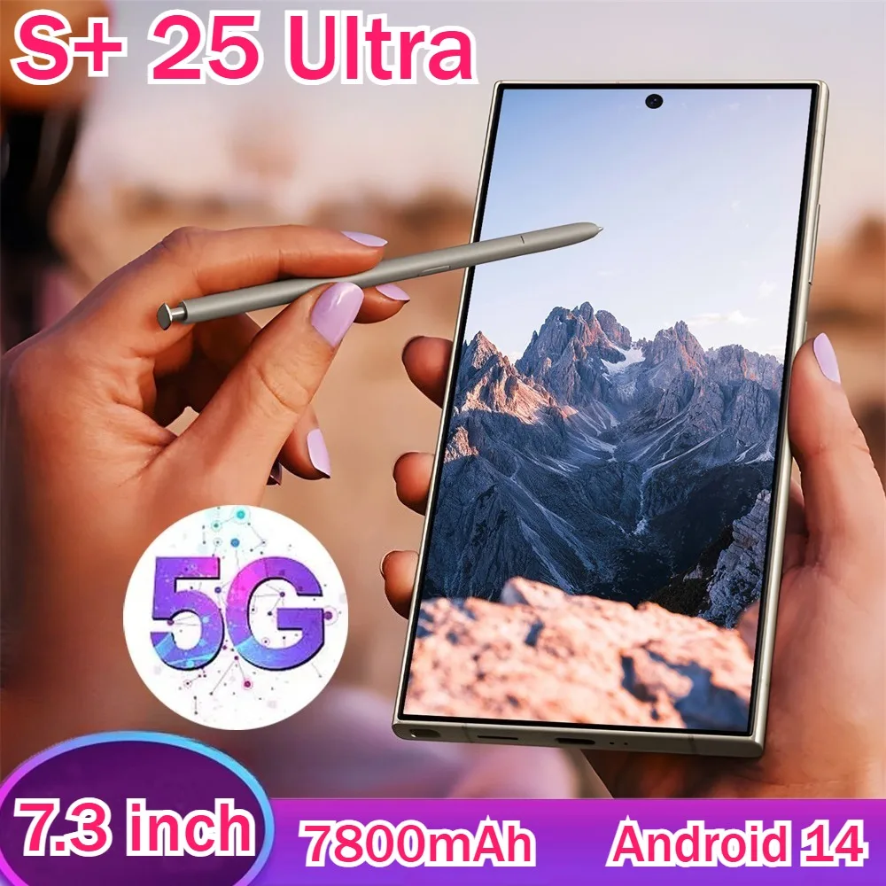 New Cellphones S+ 25 Ultra 7.3HD Smartphone Global Version 4G 5G Dual Sim Original Cell Phone 7800mAh Android 14 Mobile Phones