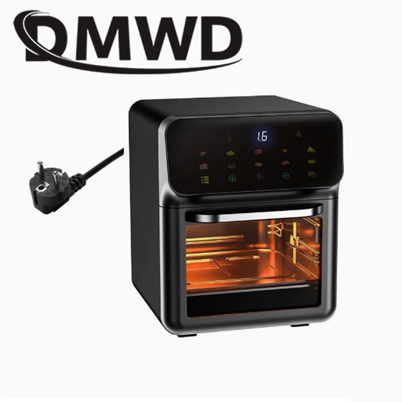 Visual Electric Deep Fryer Oil-free LED Touchscreen 360° Baking Light Wave Convection Oven 15L Without Oil Air Frying Machine EU