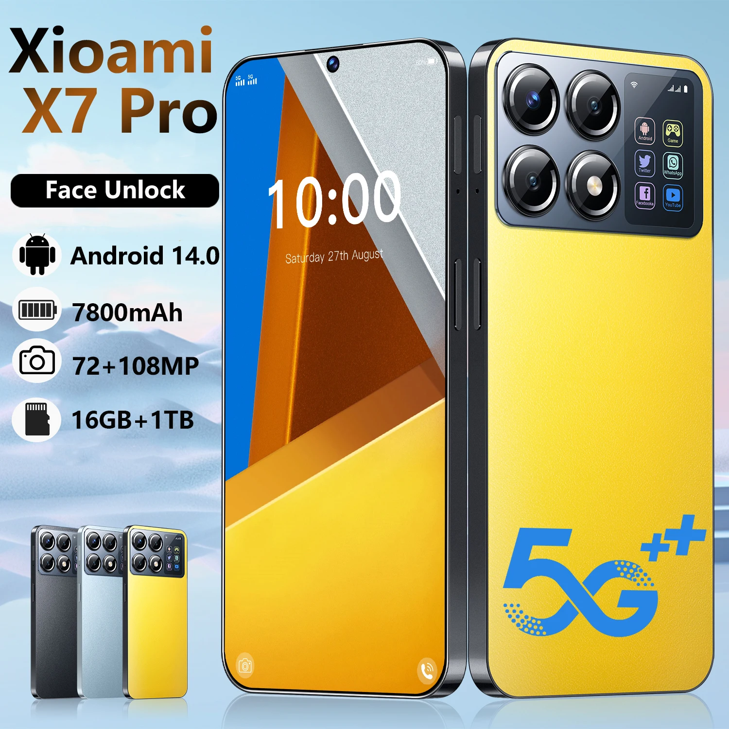 2025 New Xioami X7 Pro 7.3HD Global Edition Original Smart Dual Card 7800mAh Battery Facial Recognition Function