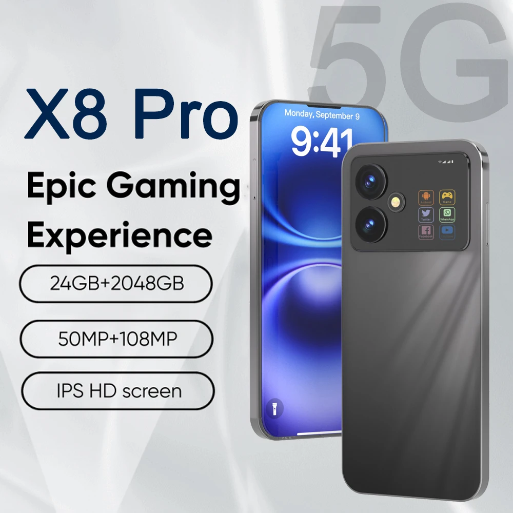 2025 Newest X6 Pro 5G Smartphone 16GB+1TB, Snapdragon 8 Gen 3, 7000mAh  50MP+108MP  Android 14 Global Version (Dual SIM)