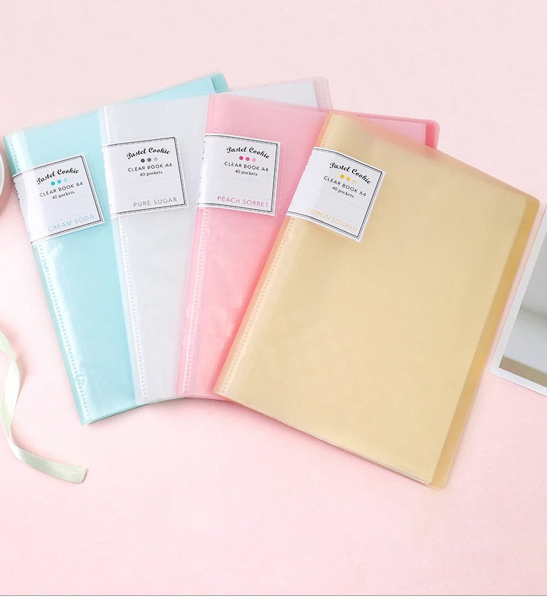 KOKUYO WSG-CBCN Pastel Cookie Clear Book A4 10/20/30/40 Pocket File Folder Document Bag Maximum Capacity 200/300 Sheets
