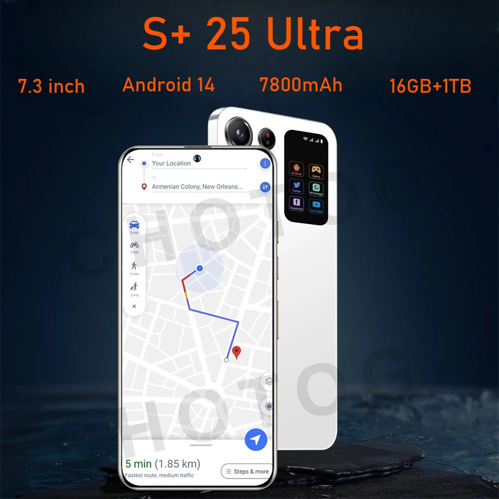 2025 Cellphones S+ 25 Ultra 5G Original 7.3HD Smartphone Dual SIM 108MP Cell Phone 7800mAh Android Global Version Mobile Phones