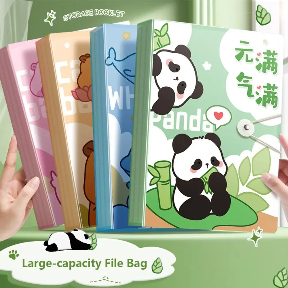 30/40/60 Pages A4 File Folder Cartoon Capybara Panda Archives Bag Student Test Paper Storage Organizer Paintings Collection Book