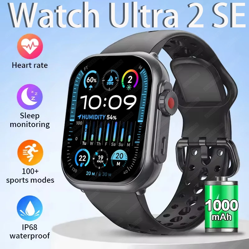 2025 New Watch Ultra 2 Smart Watch Men Women 1.85-Inch HD AMOLED Full Touch Screen IP68 Waterproof Bluetooth Call SmartWatch