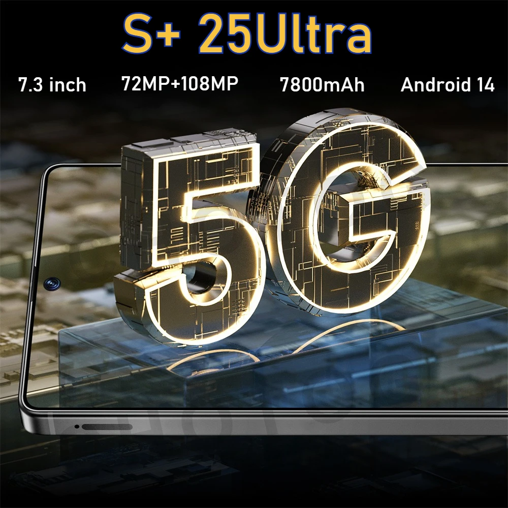 New S+ 25 Ultra Smartphone 2025 Original 7.3HD Cell Phone Snapdragon 8 Gen 3  Android 14 Cellphones 4G 5G Dual SIM Mobile Phones