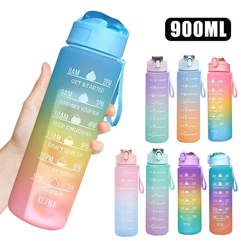 800ml Water Bottle Motivational Sport Water Bottle Leakproof Drinking Bottles Outdoor Sports Travel Kettle Drinking Water Bottle