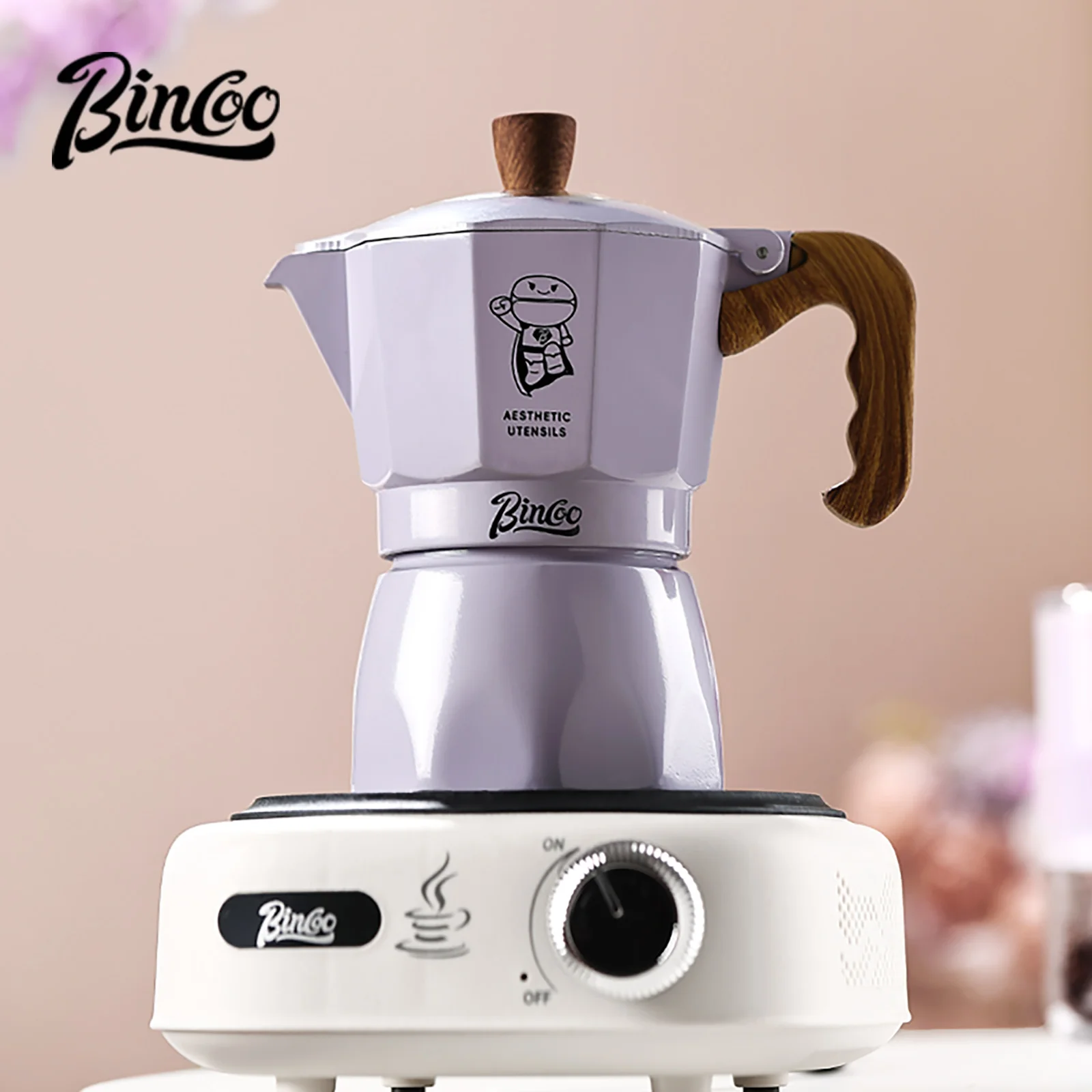 Double Valve Moka Pot Coffee Mocha Pot Set Espresso Moka Pot Electric Stove Heated Brewed Coffee Pot Italian Barista Tools 220v