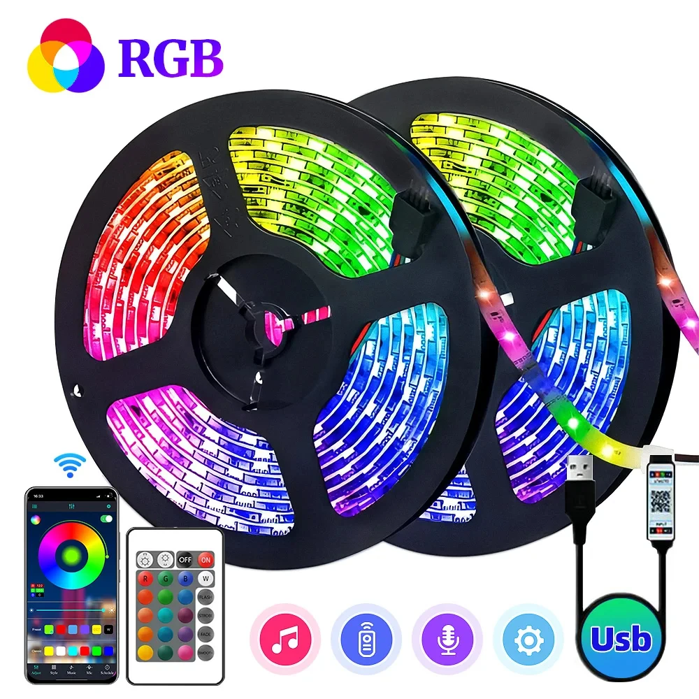 5050 5V LED Strip Lights 16 million colors RGB Led Strip Lighting Music Sync Color Changing for Party Garden Home decorate