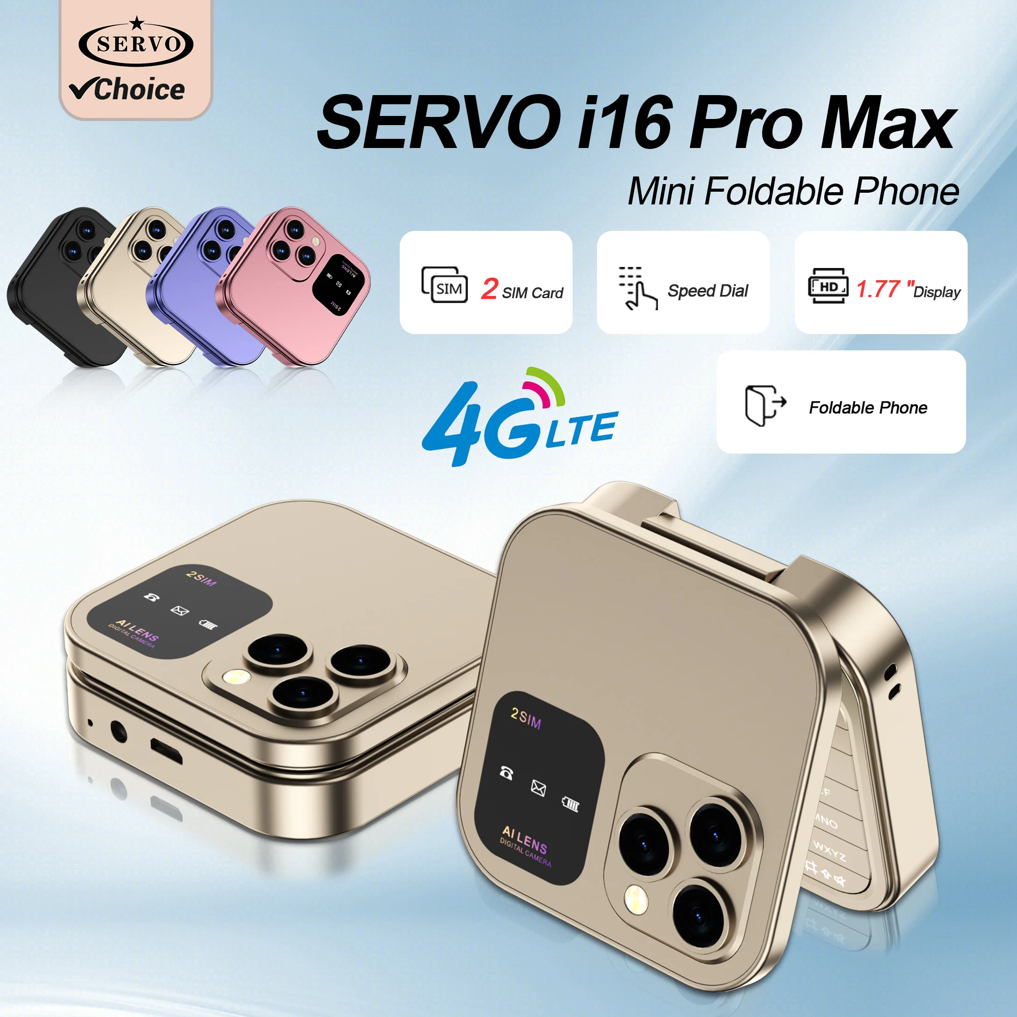 2025 NEW SERVO 4G LTE Cellular Folding Mobile Phone Dual SIM Card Speed Dial Magic Voice Call Recording Blacklist Flip Cellphone