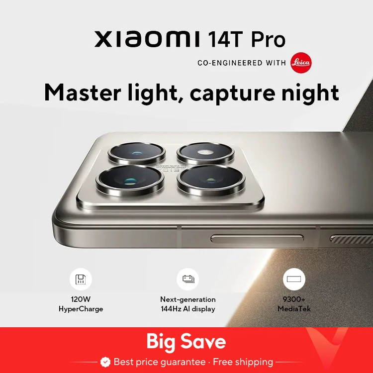 Global Version Xiaomi 14T Pro 5G Global Version 50MP Leica Camera MediaTek Dimensity 9300+ 6.67” 144Hz AMOLED 120W HyperCharge