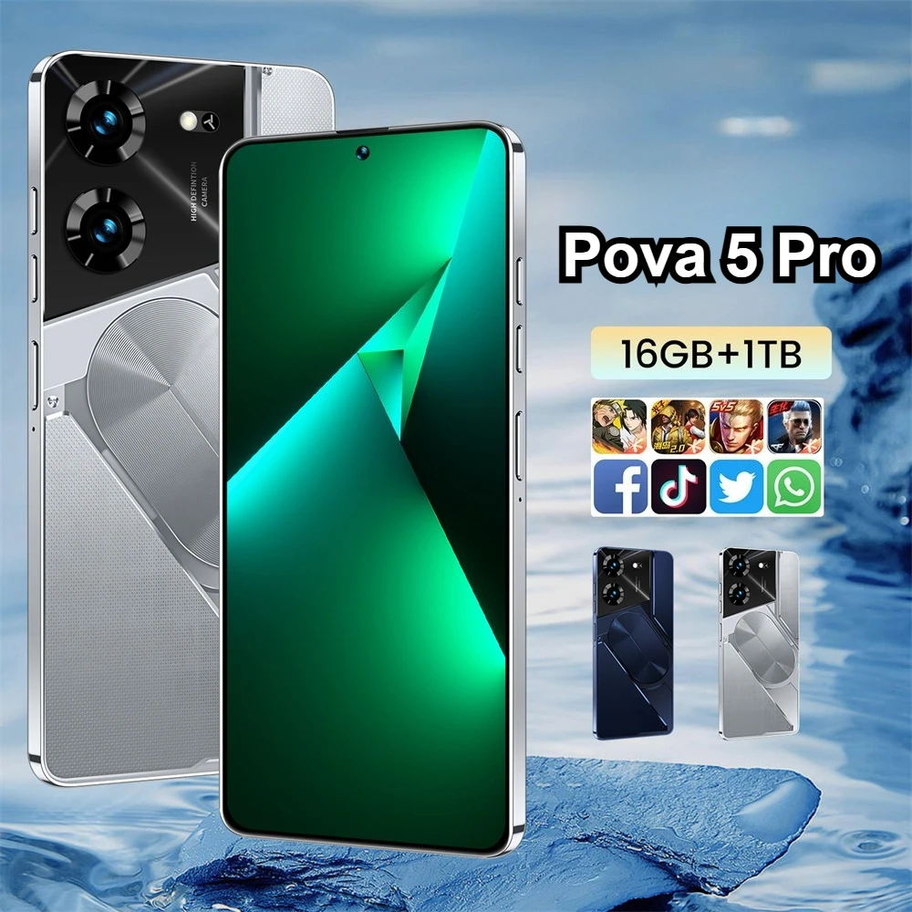 Cellphones Pova 5 Pro Original 4G 5G Smartphone 7.3HD Dual Sim Smart Mobile Phones 6800mAh Android 13 Global Version Cell Phone