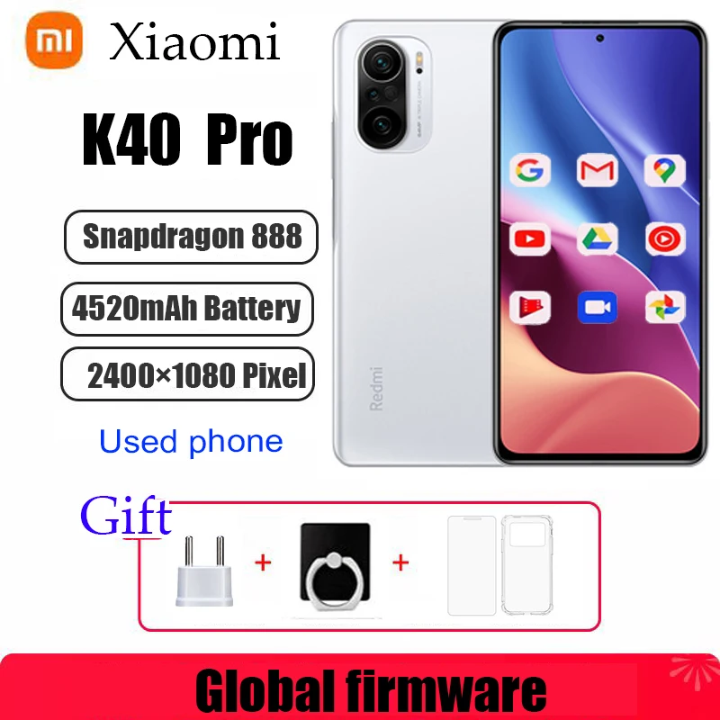 Global firmware Xiaomi Redmi K40 Pro Smartphone Hyper OS 1.0 cecular Snapdragon 888 6.67inch 120Hz E4  64MP 33W Fast used phone