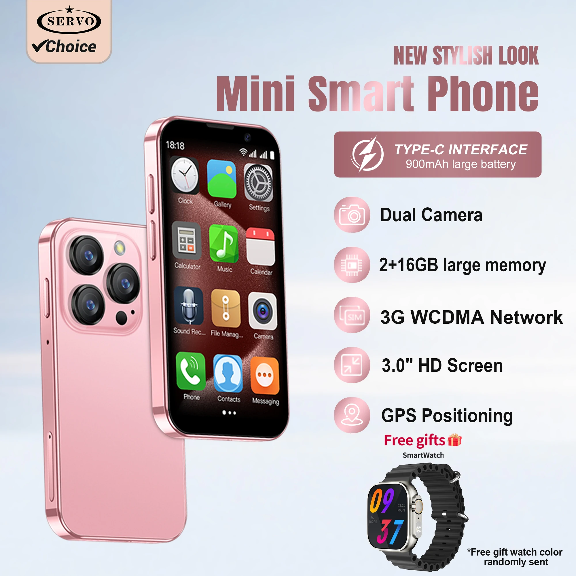 2025 NEW SERVO 16SE Mini 3G Android Smartphone Android 9.0 Dual SIM Camera Play Store 2GB+16GB Smart Cellphone Face Recognition
