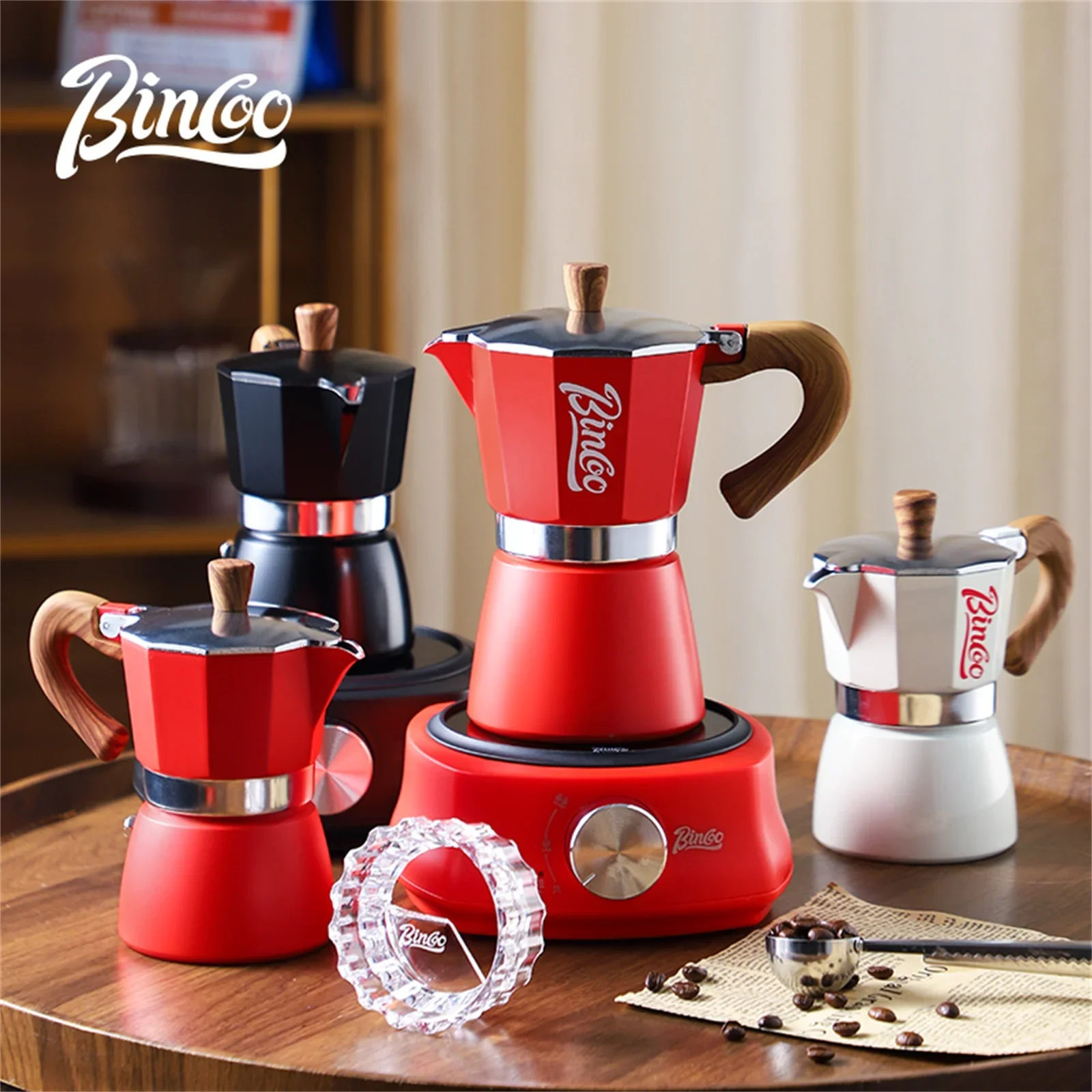 Bincoo Coffee Moka Pot Espresso Maker Electric Stove For Italian Home Barista Accessories Coffee Professional Coffee Maker Tools