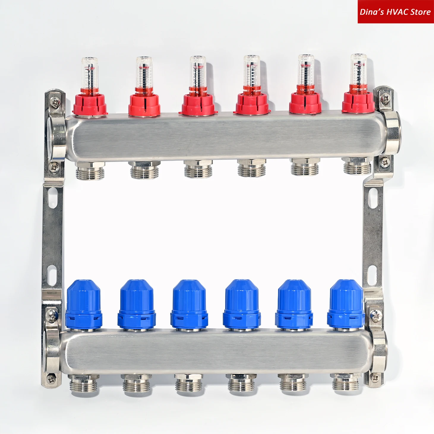 Stainless Steel S304 Underfloor Heating Manifold Kit with Flow Meter and Thermostatic Screw G1