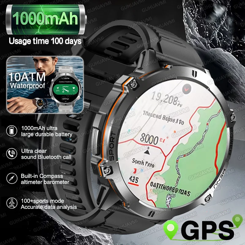2025 New T-Rex3 GPS Smart Watches 2025 for Xiaomi IOS Military Smartwatch Men 10ATM Waterproof 1000mAh battery BT Call Bracelet