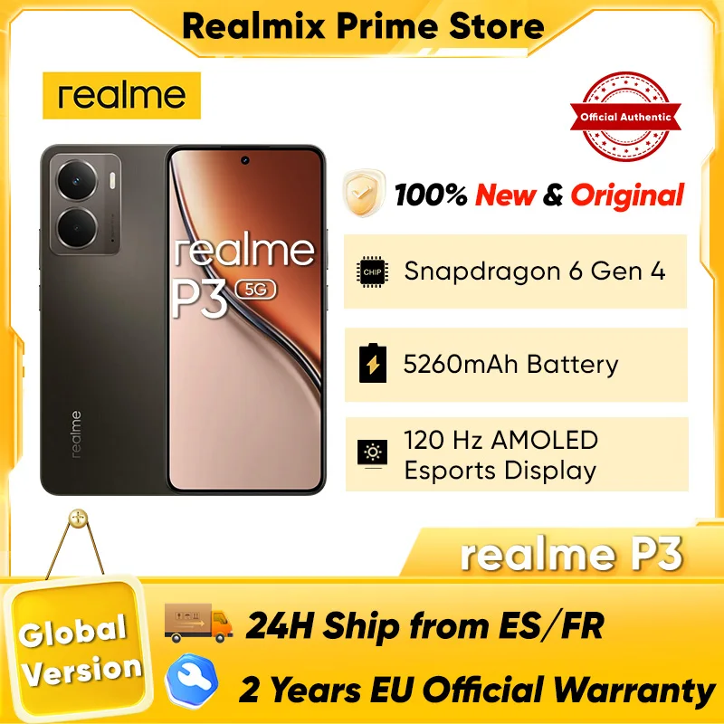 Realme P3 5g Smartphone Android Ai Snapdragon 6 Gen 4 6.67” 120Hz Amoled Display 5260Mah Battery 50Mp Ai Camera Global Version