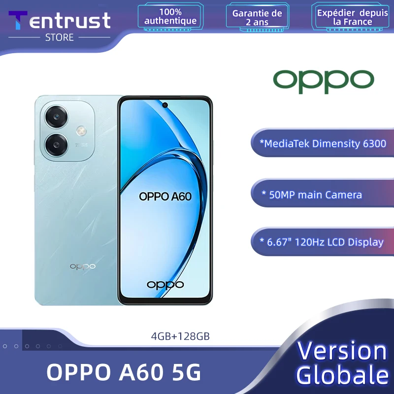 Global Version OPPO A60 5G smartphone 120Hz Ultra Bright Display MTK Dimensity 6300 5100mAh Battery 45W SUPERVOOC