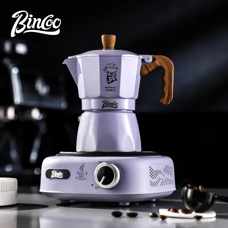 Bincoo Double Valve Moka Pot Espresso Latte Brewing Coffee Extraction Pot Electric Stove Heating 220V Home Barista Accessories
