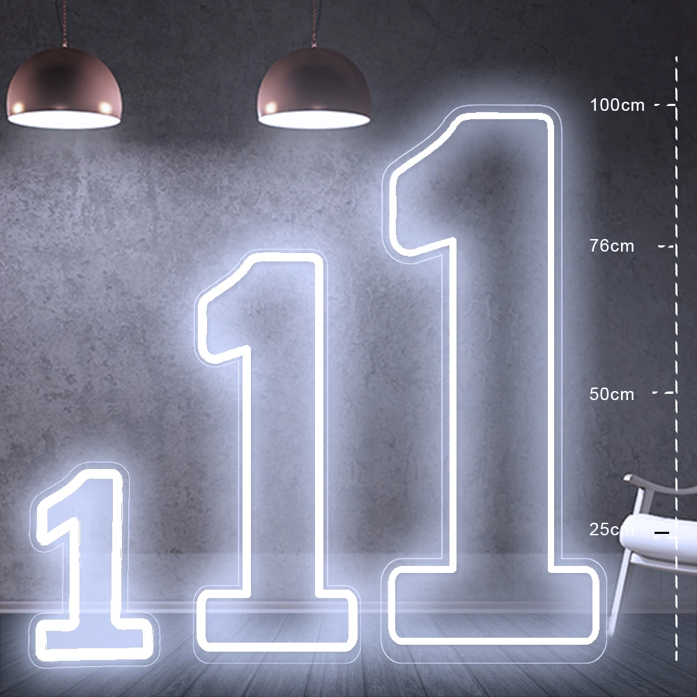 Large  Number Neon Sign 76cm 100cm Led Numbers Lights for Birthday Celebration Party Decor Stand Up and Wall Mounted Available