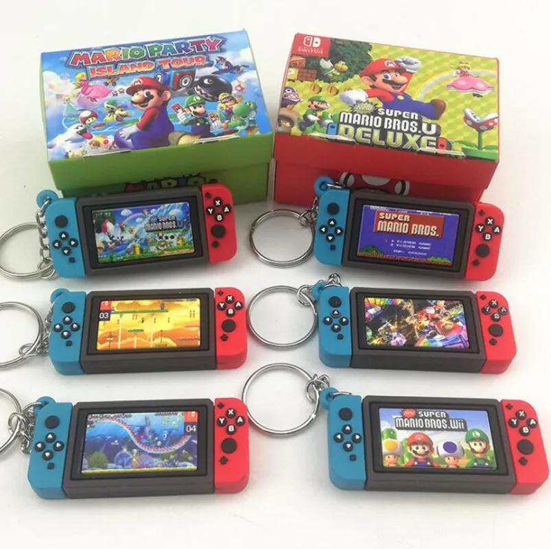 Super Mario Bros Switch Game Console Keychain toys Children’s Schoolbag Car Key Pendant Ring Holder Trinkets Accessory Gifts