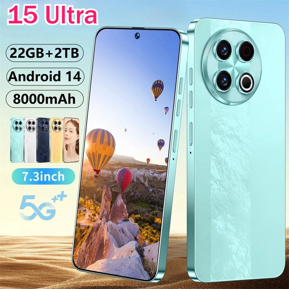 New 15 Ultra Original 4G 5G Cellphones 7.3HD Dual Sim Mobile Phones 7800mAh Smartphone Android 14 Global Version Cell Phone
