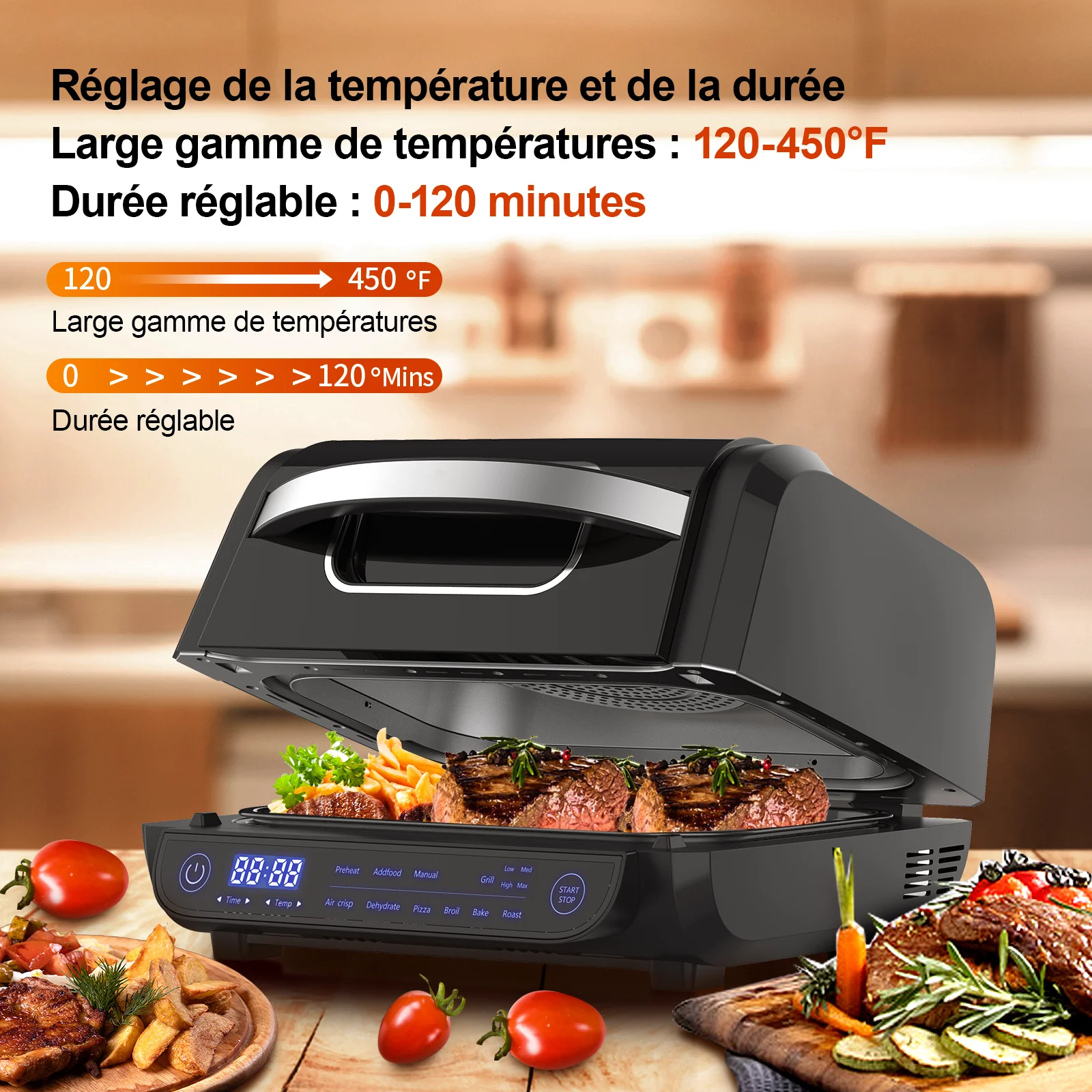 TopStrong 8 in 1 6L Capacity Touch Control Electric Hot Air Fryer Grill