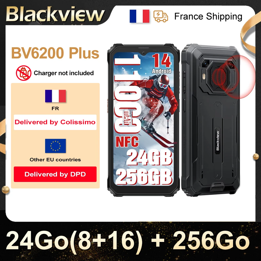 Blackview BV6200 Plus [No EU Charger] 24GB(8+16) 256GB 11000mAh Mobile Phone, 6.56