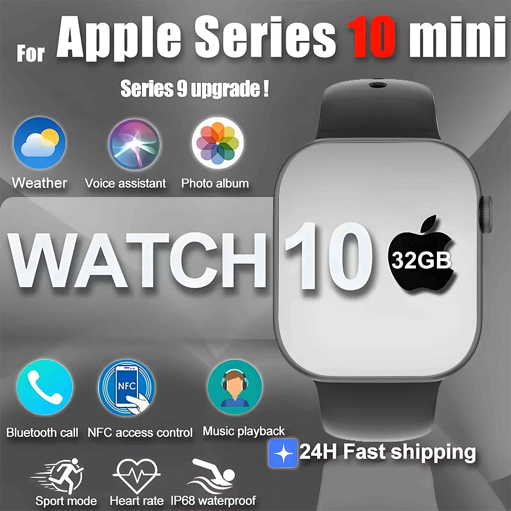 2025 New Original for Apple DT Watch 10 Smart Watch Men AMOLED 32GB Memory Music 3D Surround BT Call Waterproof SmartWatch Woman