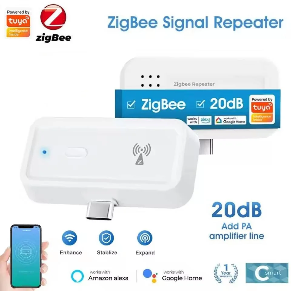 Tuya ZigBee Signal Repeater Type C Amplifier Extender Power Up To 20db Smart Home Automation Devices Work with Alexa Google Home