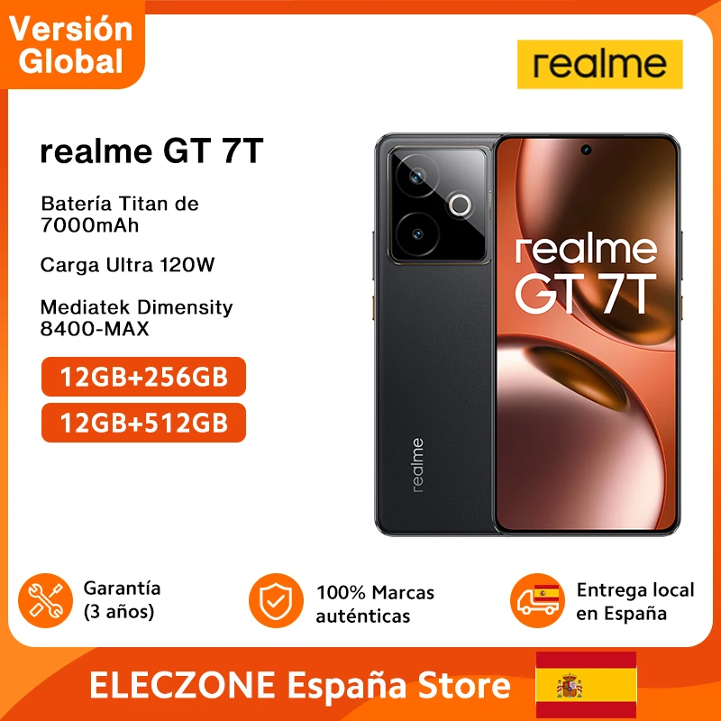 realme GT 7T Smartphone 5G 2025 New MediaTek 8400-MAX 7000mAh Titan Battery 120W Ultra Charge 6.8” 120Hz Display Global Version