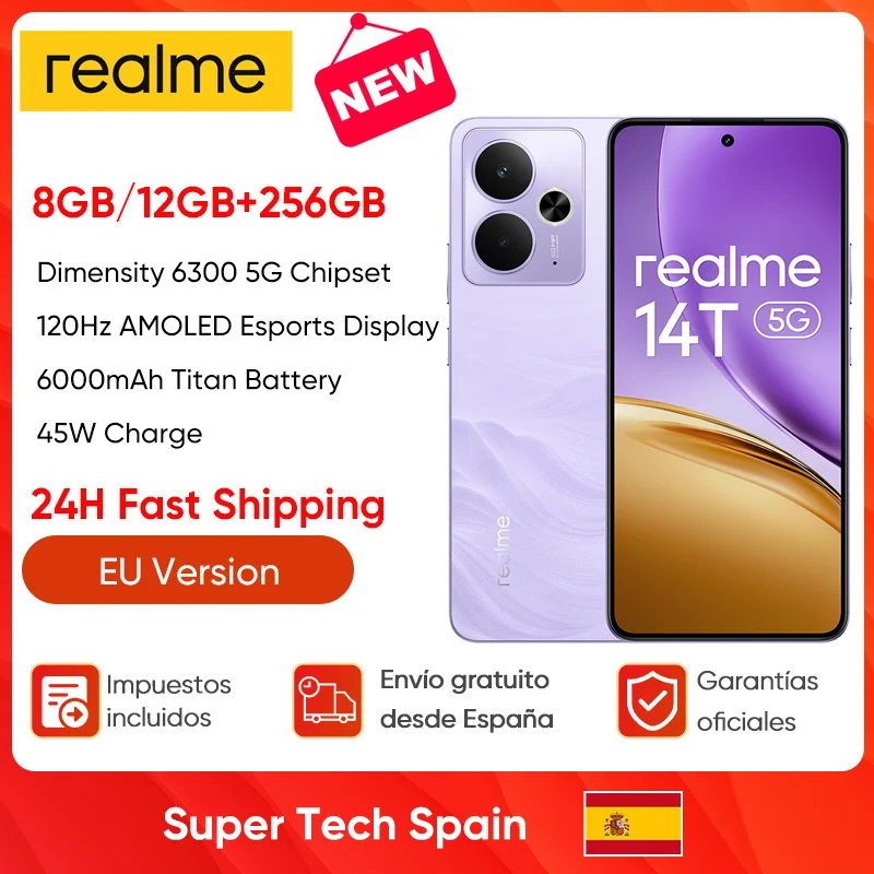 Global Version realme 14T 5G Smartphone MediaTek Dimensity 6300 6.67“ OLED Display 6000mAh Battery Next AI IP69 Water Resistant
