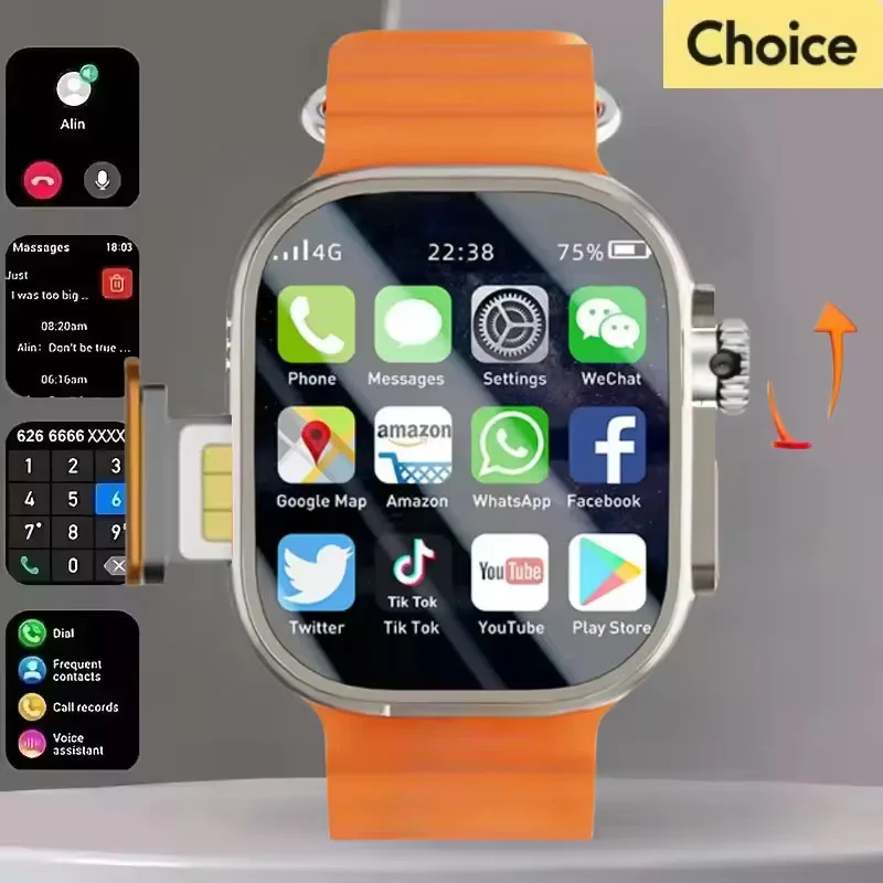 Original 4G Smart Watch CDS9 Rotating Pull Camera GPS WIFI Heart Rate Tracker 256GB Storage Download Application Sports Watch