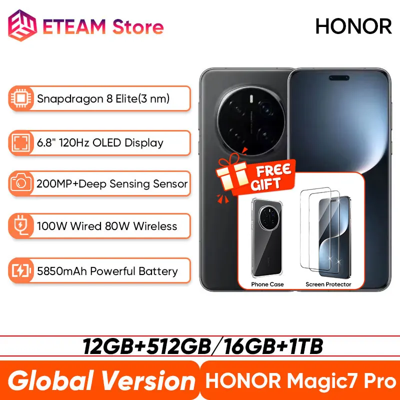 2025 New Global Version Honor Magic7 Pro 5G Smart Phone Snapdragon 8 Elite 6.8