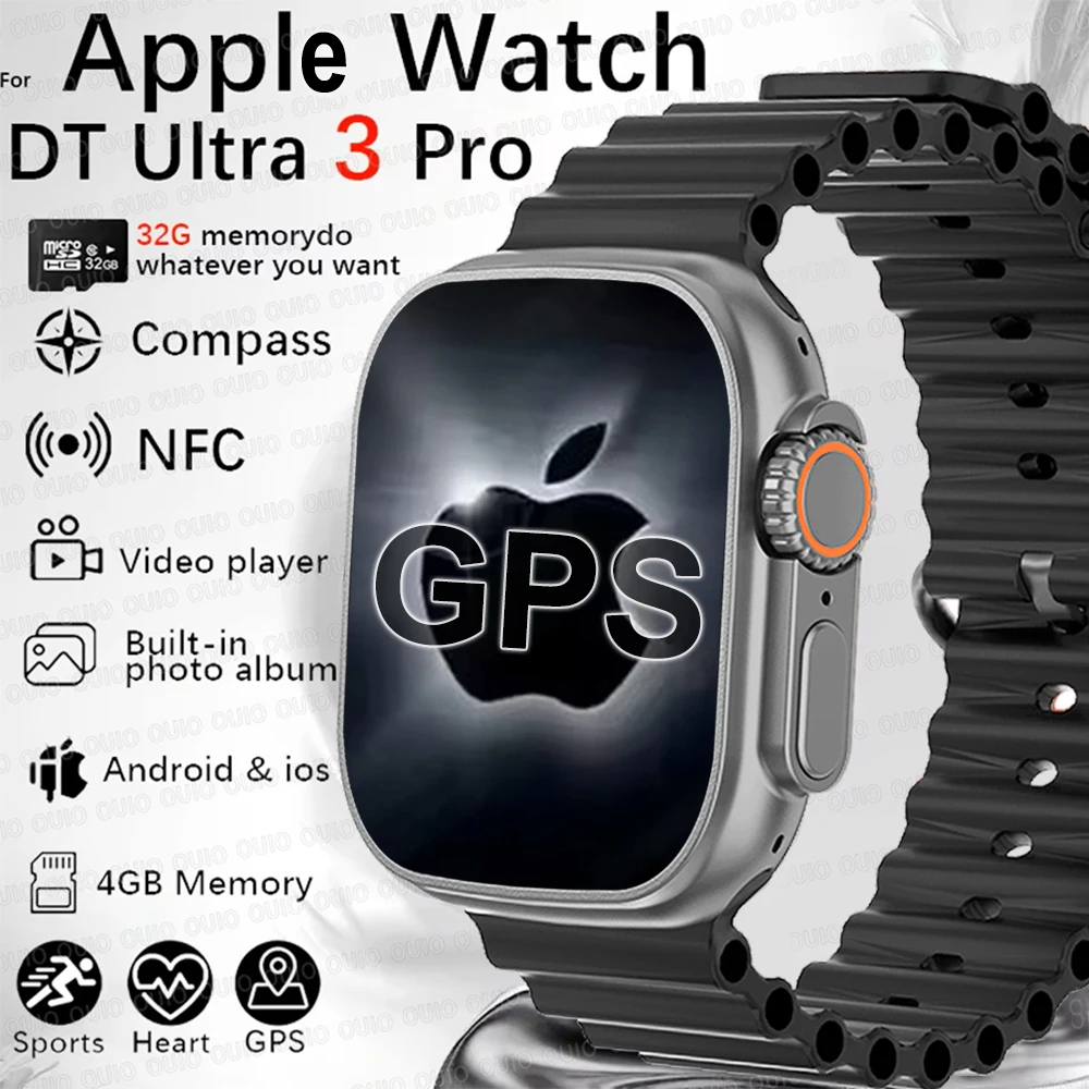 New GPS Maps 32G SmartWatch Large Memory Album AMOLED Smart Watch Men Sports Fitness Waterproof Watch 2025 For IOS Apple Ultra 3