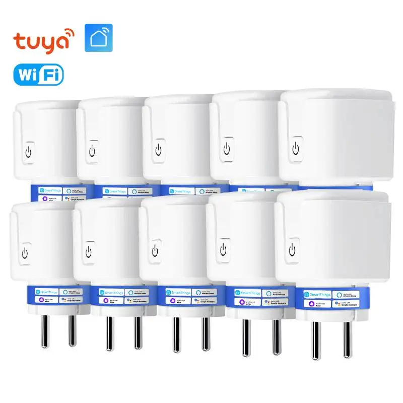 Tuya Smart Socket EU 20A WiFi Smart Plug Voice Control Yandex Alice Alexa Google Home For Tuya Smart Life APP Power Metering