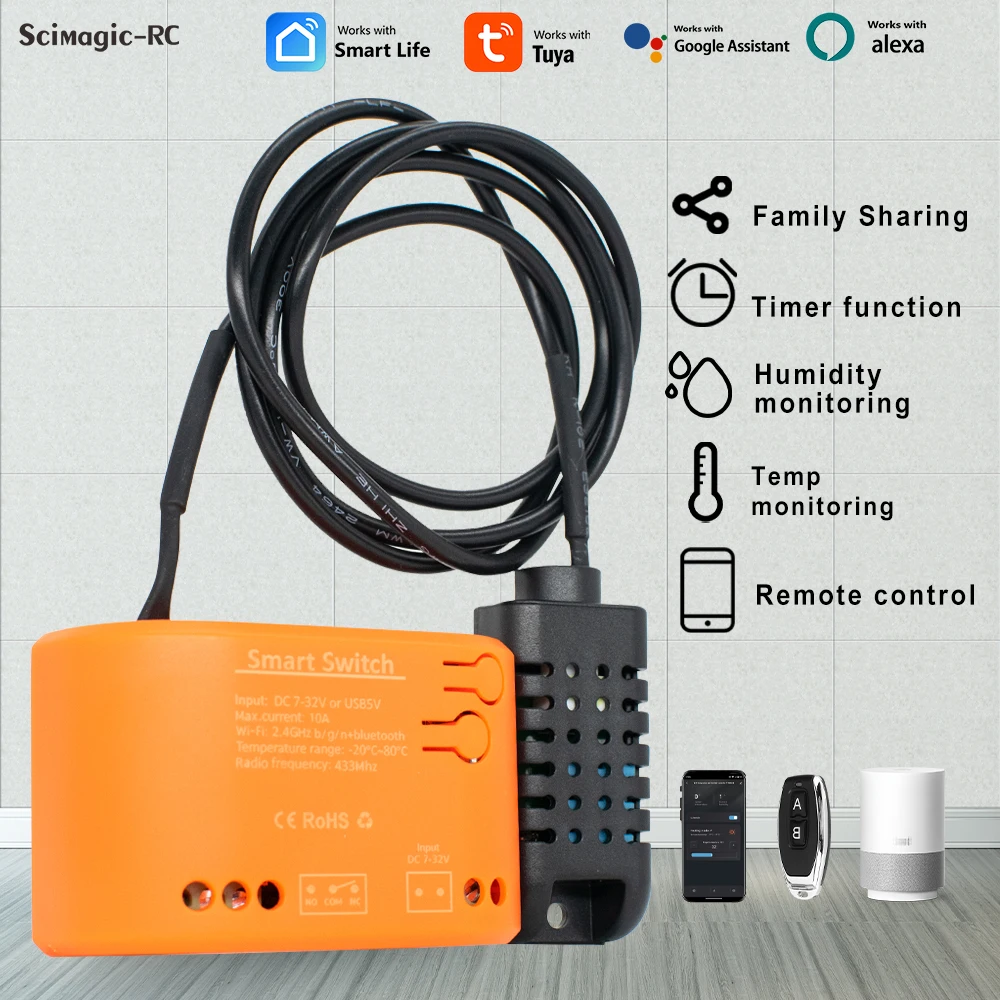 Tuya Smart Wifi Switch Module 10A Support Temperature Humidity Detecting Energy Metering Work With Google Alexa Smart-Life APP