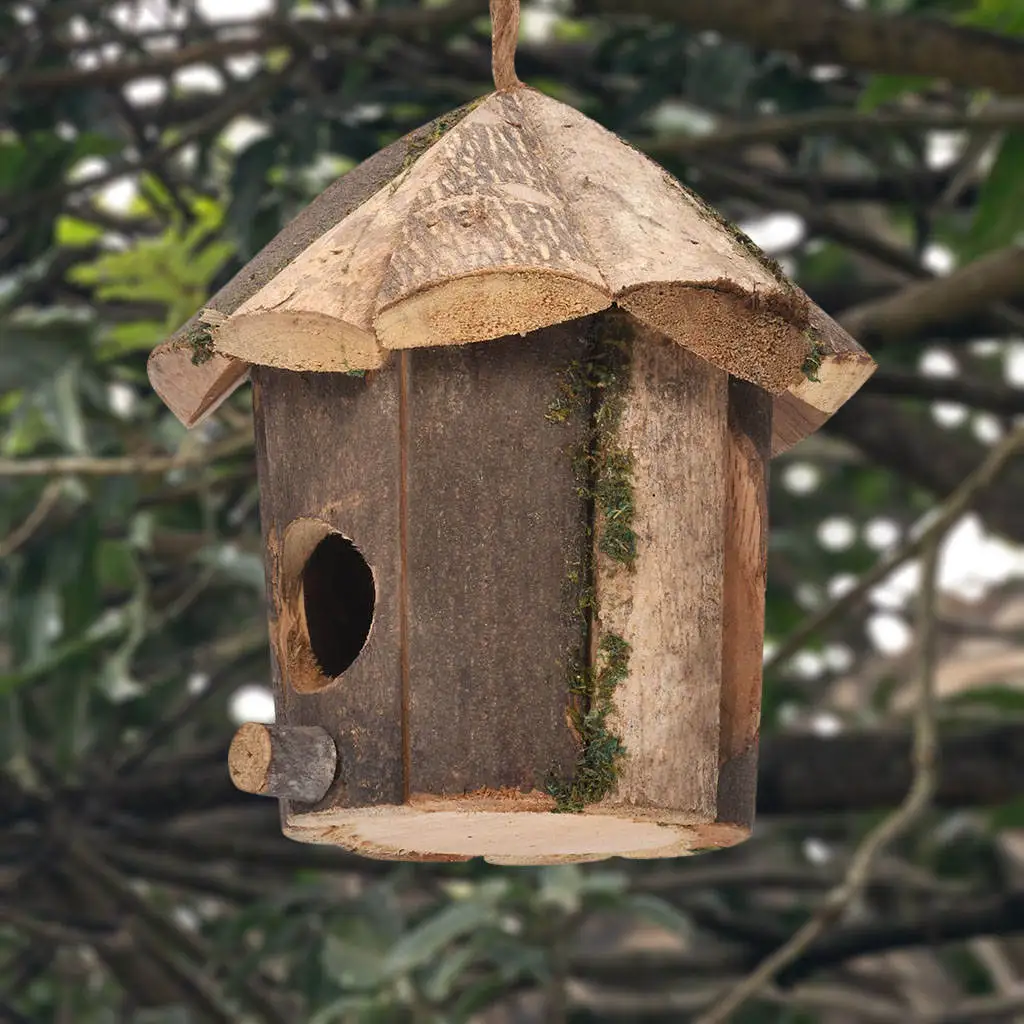 Outside Wooden Bird Nest Natural Decor Bird Hut Hummingbird House for Home Craft Wild Bird Nest Clearance Garden Birdhouse Decor
