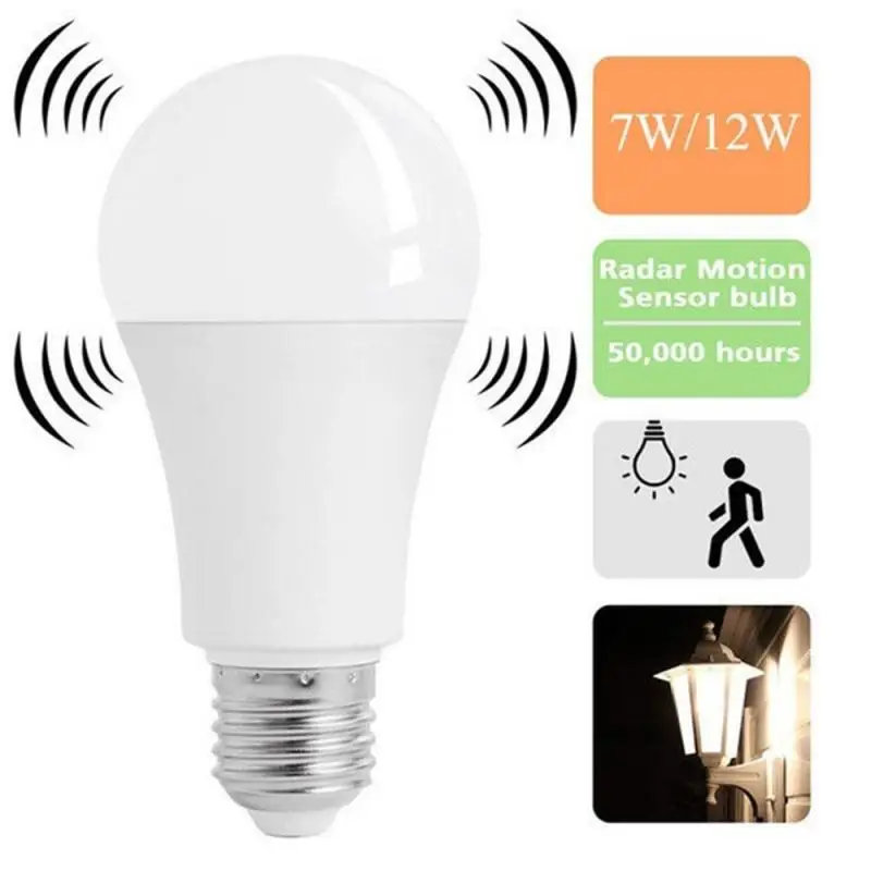 LED Bulb Motion Sensor E27 Dusk To Dawn Smart Lamp Night Light Auto Stair Corridor White Detecting LED Bulb Lamp