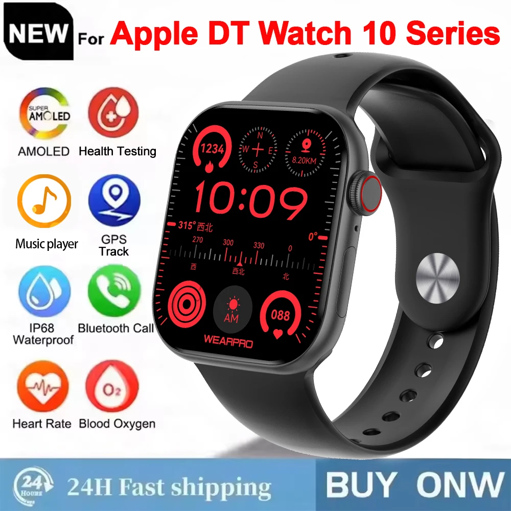 New For Apple DT Watch 10 Series Smart Watch 100+ Dials Weather Sports Record Mode Voice Bluetooth Music Save Power Smartwatch