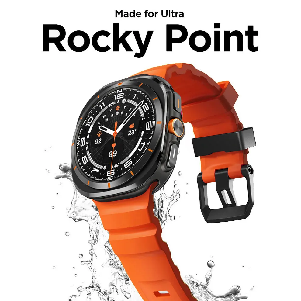 Rocky Point Silicone Band for Samsung Galaxy Watch Ultra 47mm Watchband  Adventurous Rugged Ultra Band with Metal Hardware