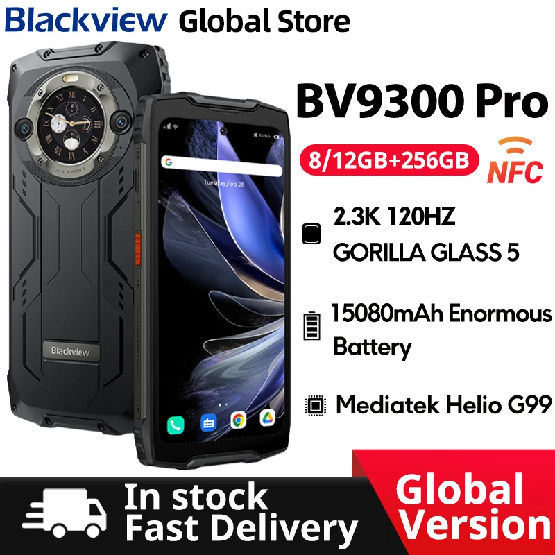 Blackview BV9300 Pro Rugged Phone Helio G99 6.7” 120Hz Display 8/12GB 256GB Smartphone With Dual Screen 15080mAh 64MP Cellphone